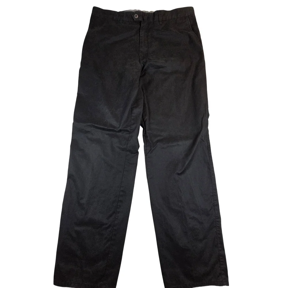 Zegna Sport Mens‎ Regular Fit Black Cotton Chino Pants Size 38x33 Flat Front